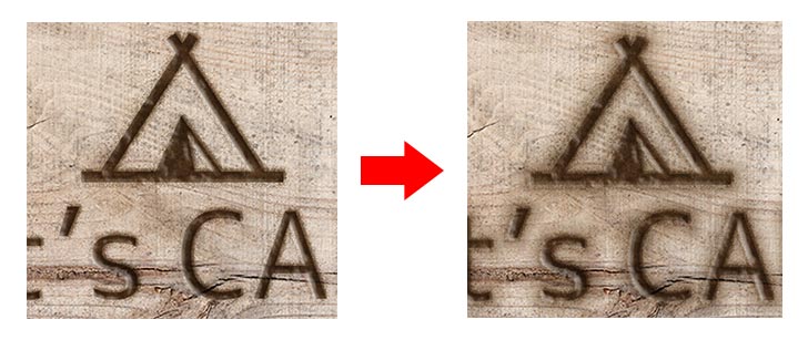 レイヤースタイルだけで木に焼き印のような文字を重ねる方法 Photoshop フォトショップ デザインレベルアップ